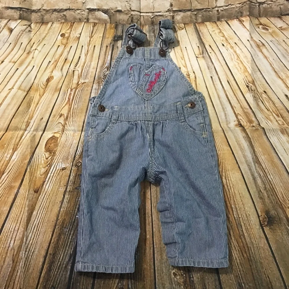 Oshkosh Rail Road Striped Heart Overalls
